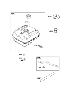 Fuel Supply Group Diagram and Parts List for 10R232-0027-H5 100000 - 19Z999 Briggs and Stratton Engine